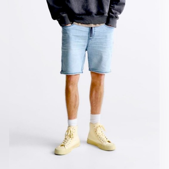 Zara Other - Zara Men’s Soft Denim Light Blue Wash Drawstring Shorts